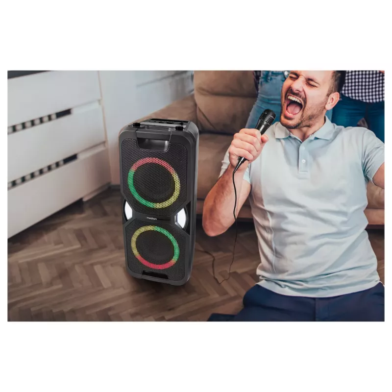 MEDION PE-1 Pure Party Speaker Black - Bluetooth 5.0, 40W RMS, 2x 6.5 inch kõlarid, Karaoke, TWS, LED tuled, Power Bank