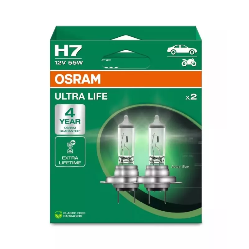 Osram H7 Ultra Life 2-Pack Halogeen Esitulede Lambid 12V 55W