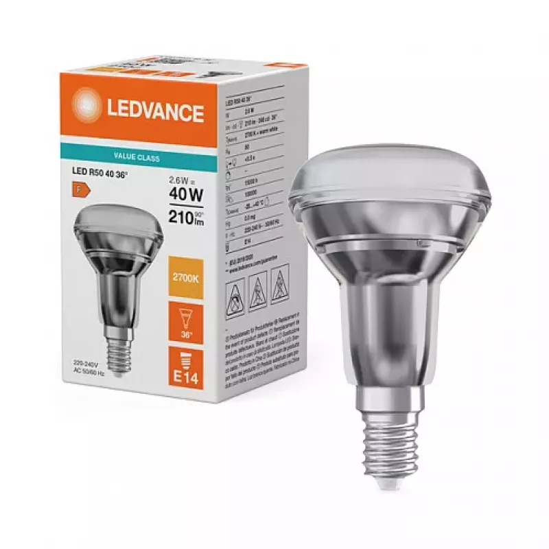 Osram R504036 2.6W 827 E14 P LED peegellamp 210 lm 2700K soe valge