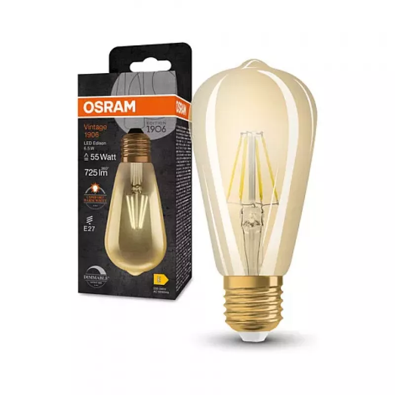 OSRAM LED-lamp 6.5W 725lm 2400K E27 dimmitav hõõgniidiga kuldne