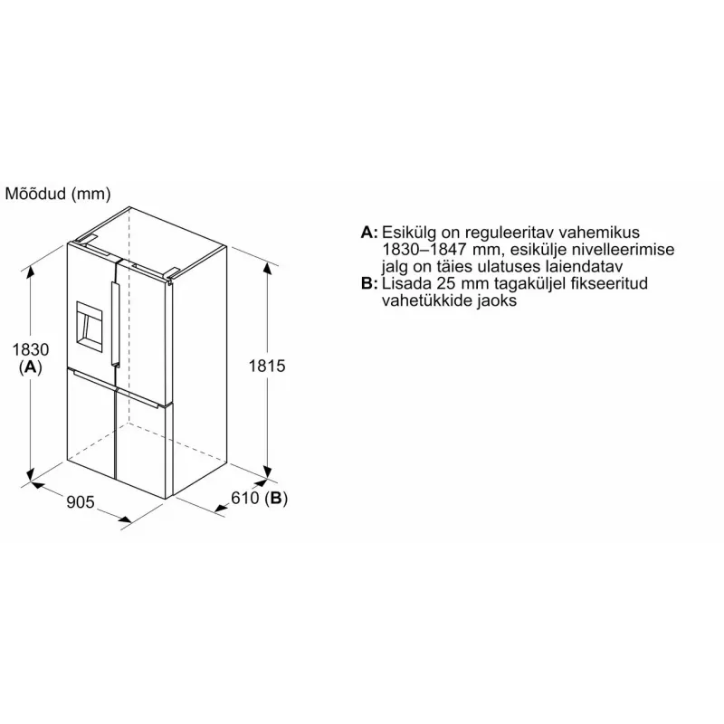 Bosch KFI96AXEA Sisseehitatud Külmik-Sügavkülmik NoFrostiga, 380L, C Energiaklass, Valge
