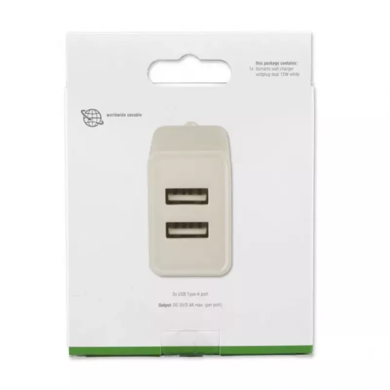 4SMARTS VoltPlug Dual 12W Wall Charger (without Cable), White