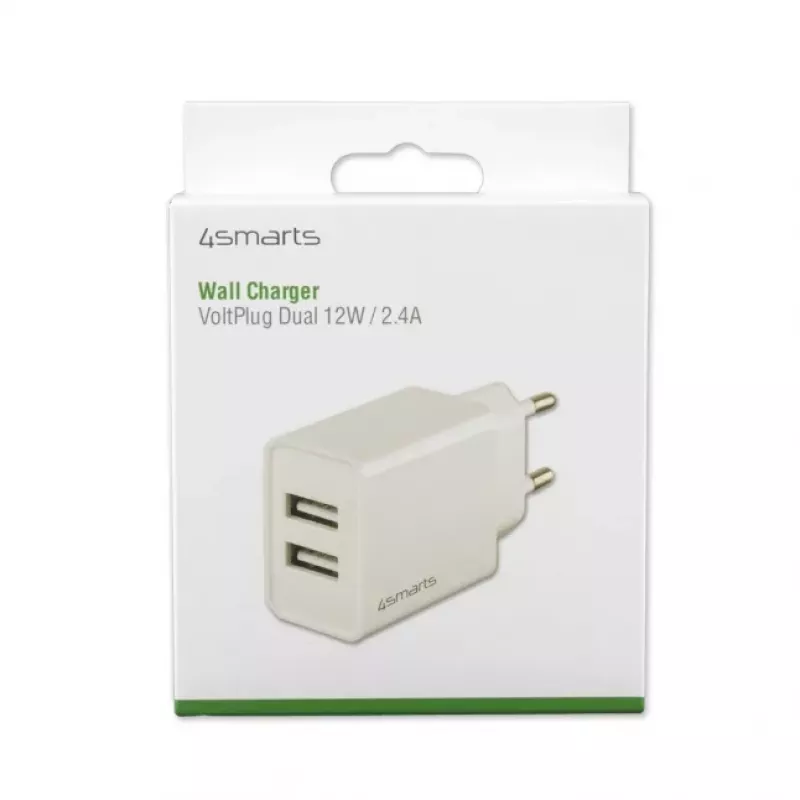4SMARTS VoltPlug Dual 12W Wall Charger (without Cable), White