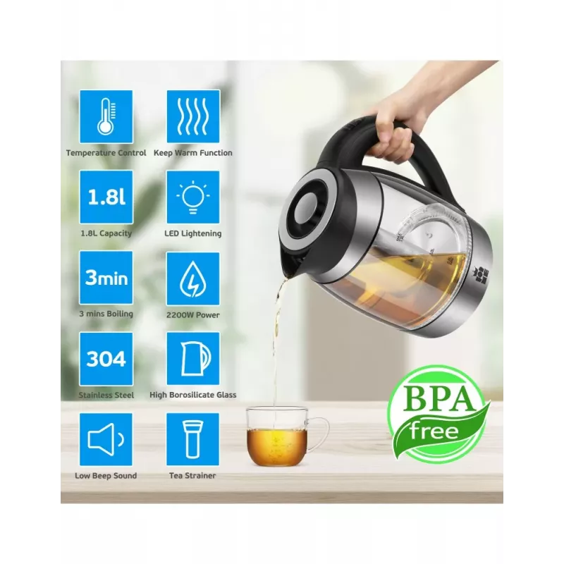 ForMe FKG-488 Juhtmeta Veekeetja 1,8 L Hõbe/Must