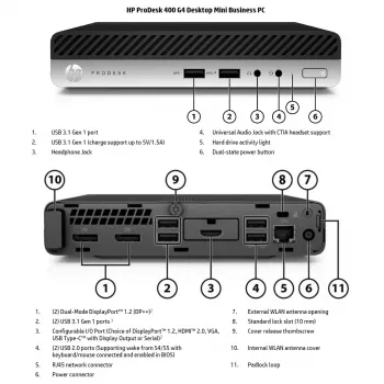 HP Renewed ProDesk 400 G4 SFF Desktop PC - Intel Core i3-8100T, 8GB RAM, 128GB SSD, Intel UHD Graphics 630, Windows 11 Pro