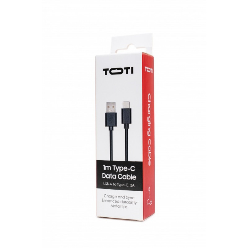 SEEK TOTI USB-A to Type-C, 1m PVC Data Cable 3A, Must