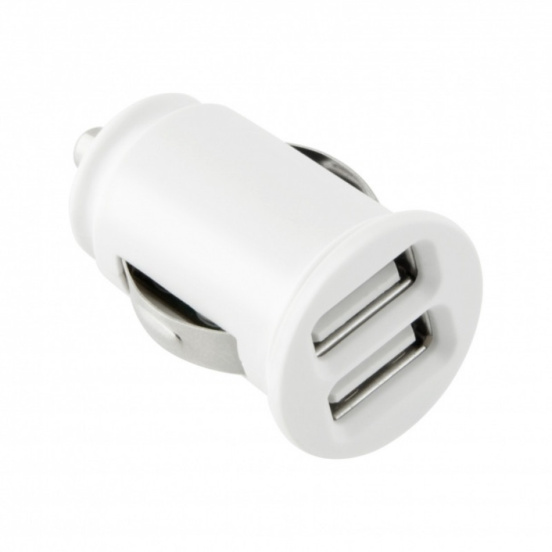 TOTI Dual USB Car Charger with Micro USB Cable 1m 2.1A, White