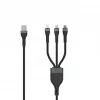 SEEK TOTI USB A to Micro USB / USB-C / Lightning 1.5m Punutud Kaabel 2A (Non-MFI) Must
