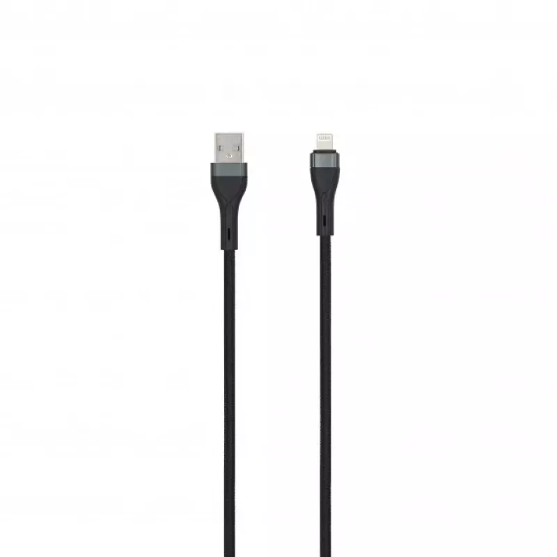 SEEK TOTI USB-A to Lightning 2m Punutud Kaabel 2A (Non-MFI) Must