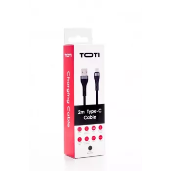 SEEK TOTI USB-A to USB-C Punutud Kaabel 2m 3A Must