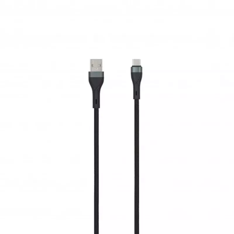 SEEK TOTI USB-A to USB-C Punutud Kaabel 2m 3A Must