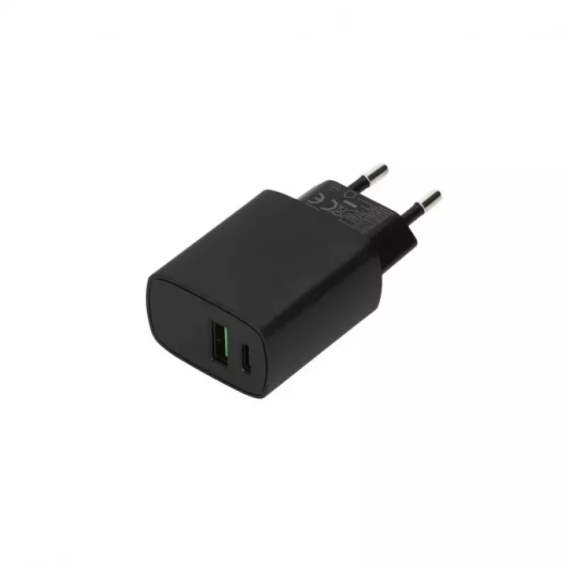 SEEK TOTI 20W Type-C + USB A seinakiirlaadija, must