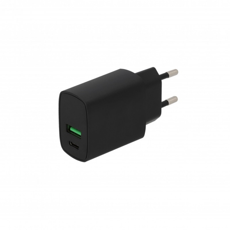 SEEK TOTI 20W Type-C + USB A seinakiirlaadija, must