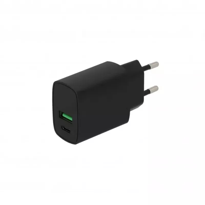 SEEK TOTI 20W Type-C + USB A seinakiirlaadija, must