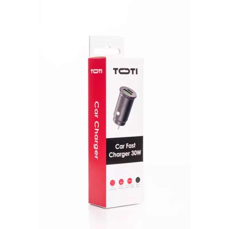SEEK TOTI 30W Type-C + USB A autolaadija, must