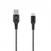 SEEK TOTI USB-A – USB-C 2m punutud kaabel, 2A, must/hall