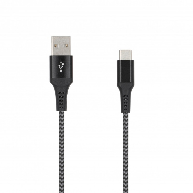 SEEK TOTI USB-A – USB-C 2m punutud kaabel, 2A, must/hall