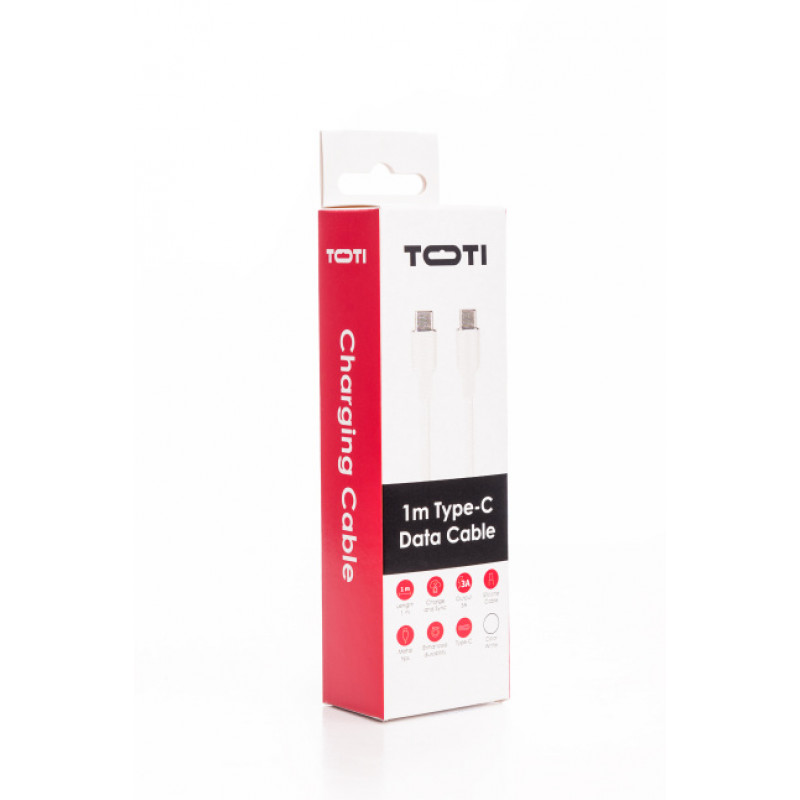 SEEK TOTI USB-C to USB-C Silicone Cable 1m 3A White
