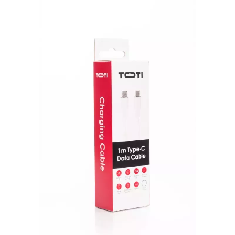 SEEK TOTI USB-C to USB-C Silicone Cable 1m 3A White