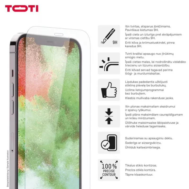 TOTI Karastatud Klaas 2D Ekraanikaitse Täiskattega iPhone 16 Pro läbipaistev