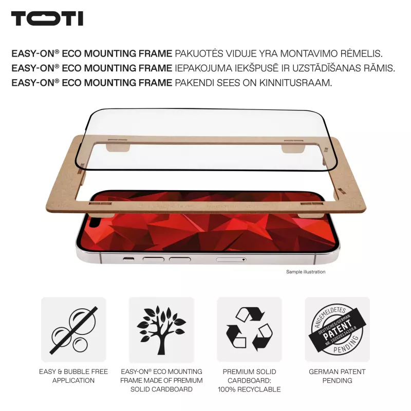 TOTI PREMIUM Premium karastatud klaasist ekraanikaitse 3D täiskattega Apple iPhone 17 Pro Maxile
