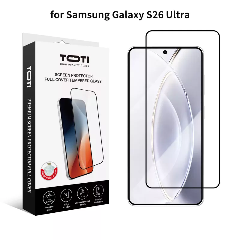 TOTI PREMIUM Karastatud klaas 2.5D Ekraanikaitse Täiskattega Samsung Galaxy S26 Ultra jaoks