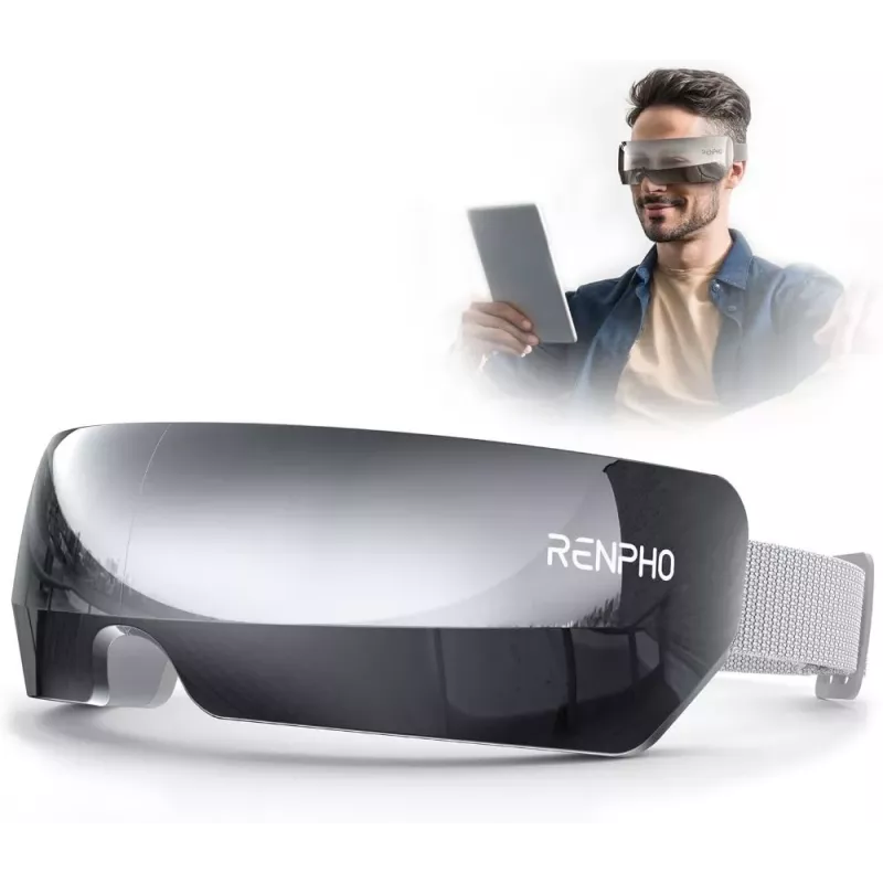 RENPHO Eyeris View Eye Massager with Heat, Air Compression, Vibration, Bluetooth, USB-C, Foldable, Grey