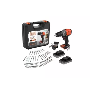 BLACK & DECKER 18V Juhtmeta Löökpuur 2 x 2.0Ah Akuga, Laadija ja 80 Tarvikuga