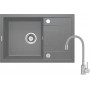 DEANTE Graniitkomposiit 1-kraanikauss kraani ja nõrutusrestiga, must, 780x435 mm