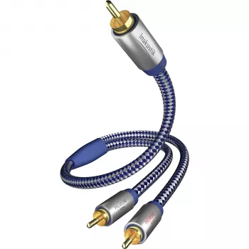 in-akustik Premium Y Subwooferi kaabel - 2x RCA isane kuni 1x RCA isane, 3,0 m, must
