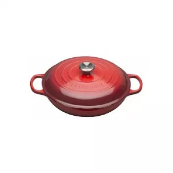 Le Creuset Signature Malmvalu Madal Pajar 30 cm Kirsspunane