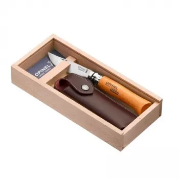 Opinel No. 08 Carbon Folding Knife with Beechwood Handle - 8.5 cm Blade