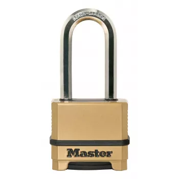 Master Lock 175EURDLH Lähtestatav 4-kohaline Kombinatsioonlukk, Tugev Tsinkkere, Karastatud Terasest Pikk Rõngas, 50 mm Kere Laius, 8 mm Rõnga Diameeter, 63 mm Vertikaalne Vaba Kõrgus, 24 mm Horisontaalne Vaba Kõrgus, Sise-/Väliskasutus