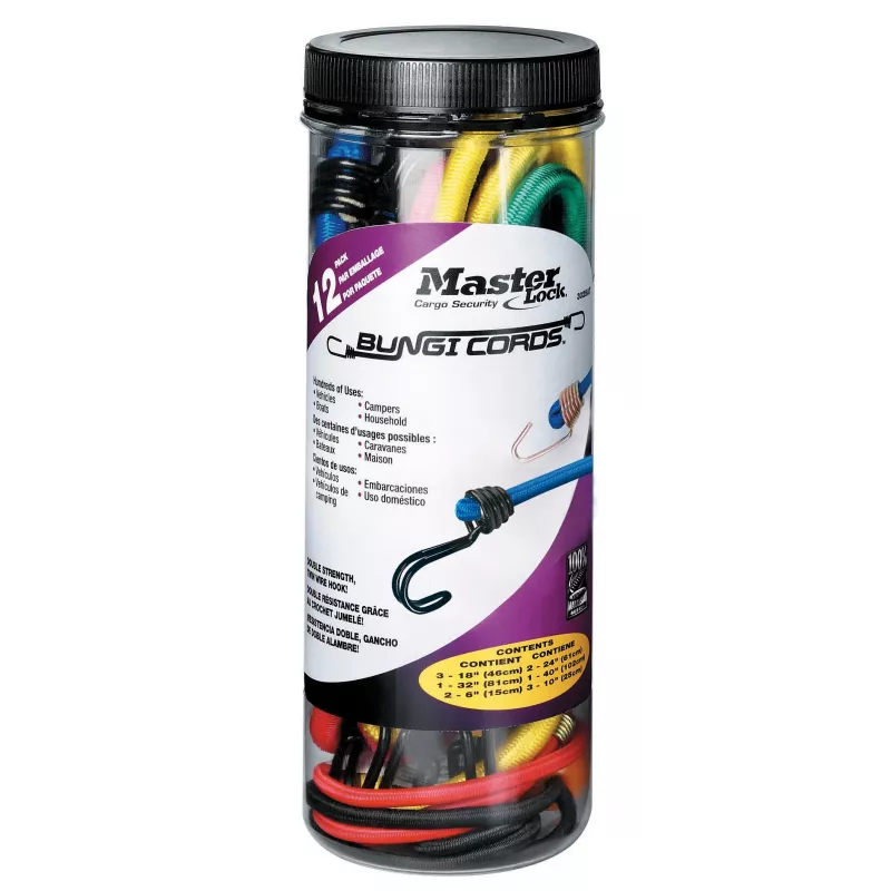 Master Lock Bungee Cord 3107EURDAT - 60 cm, must, kummist pingutuskaabel