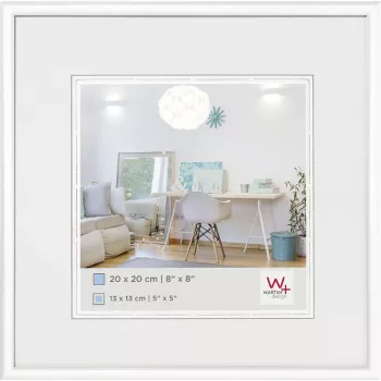 Walther KV220W New Lifestyle pildiraam 13x13 cm valge plastik klaasiga ruudukujuline ühe foto raam