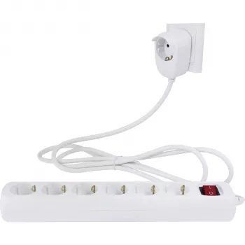 REV Powersplit 6+1 pistikupesadega pikendusjuhe lülitiga, 2m kaabel, valge