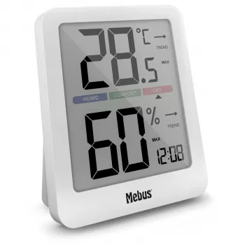 Mebus 40928 Termo-hügromeeter Valge Sise- ja välistemperatuuri ning niiskuse monitor LCD-ekraaniga