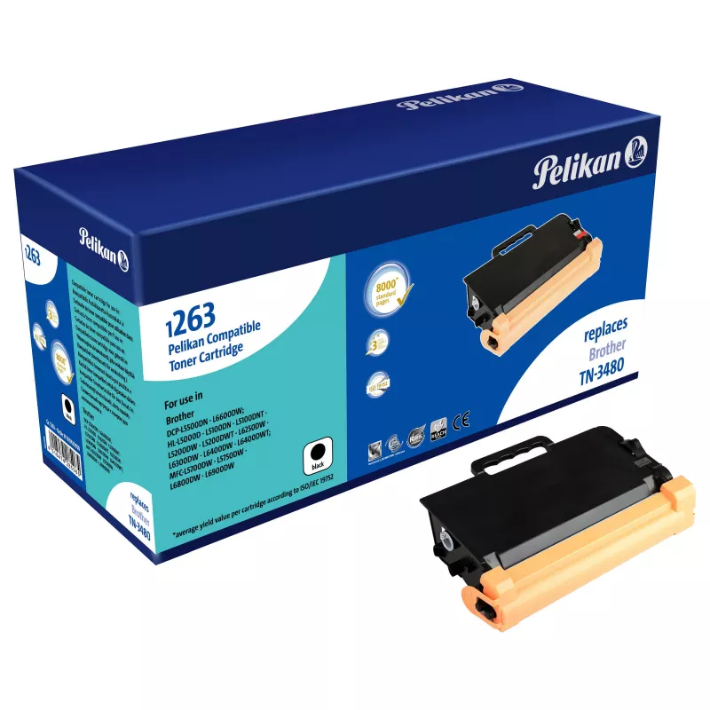 Pelikan Ühilduv toonerikassett Brother TN-3480 jaoks - Must - 8000 lehekülge