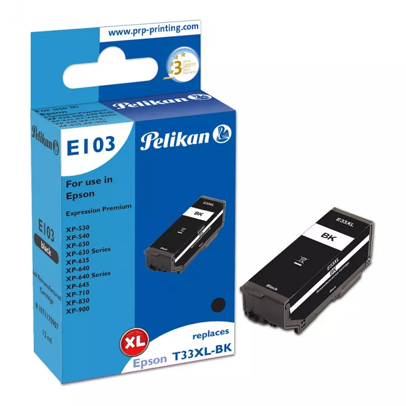 Pelikan E103 Ühilduv Must tindikassett Suure Mahutavusega Epson XP-530 XP-540 XP-630 XP-635 XP-640 XP-645 XP-710 XP-830 XP-900 jaoks