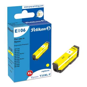 Pelikan E106 Ühilduv tindikassett kollane suure saagikusega (XL) Epson XP-530/540/630/635/640/645/710/830/900 jaoks - 1 pakk