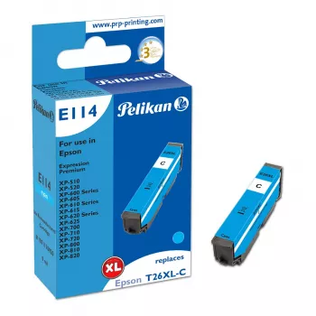 Pelikan E114 ühilduv tindikassett tsüaan suure mahutavusega (XL) Epson Expression Premium XP-510, XP-520, XP-600 seeria, XP-700 seeria, XP-800 seeria jaoks
