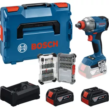 BOSCH PowerTools Juhtmeta löökmutrikeeraja komplekt GDX 18V 285 Nm 2 patareiga 5.0 Ah ja 31-osalise otsikukomplektiga L-BOXX-is