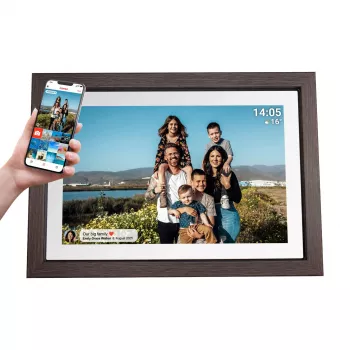 Denver PFF-1040DW DARK WOOD digitaalne raam 10,1 tolli IPS puuteekraaniga puitraam FRAMEO