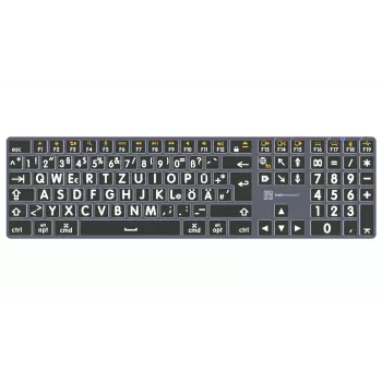 LogicKeyboard XL-Print Titan White on Black DE (Mac) - Saksa QWERTZ paigutus