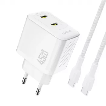 Dudao A28PCEU 45W GaN USB-C laadija 1m USB-C kaabliga - Valge
