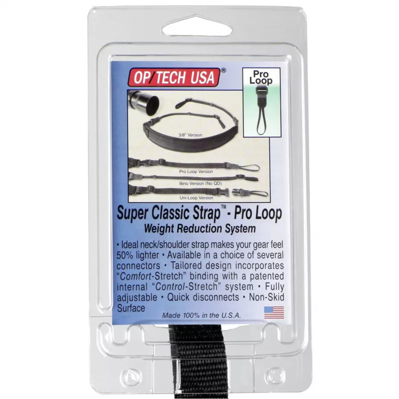 OP TECH Super Classic Strap Pro Loop kaamerarihm must neopreen nailon nahk 6.8 kg 109.2 cm