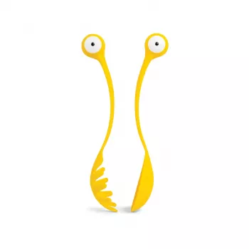 OTOTO Pasta Monsters Serving Spoons Set - Must punaste detailidega, toidukvaliteediga nailon, 2-osalised ühendatavad tangid