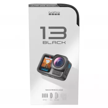 GoPro HERO13 Black Ultra Wide Edition Action Camera 4K, 5.3K, 2.7K, Touch Screen, Ultra HD, Waterproof, GPS, Dustproof, Bluetooth, Wi-Fi, Slow Motion, Full HD (CHDRB-133-RW)