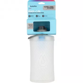 HydraPak Flux+ 1.5L Filter Water Bottle - Clear/HP Blue