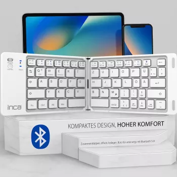 INCA Foldable Bluetooth 5.0 Keyboard IBK-580BT, Slim, USB-C, QWERTY, Black